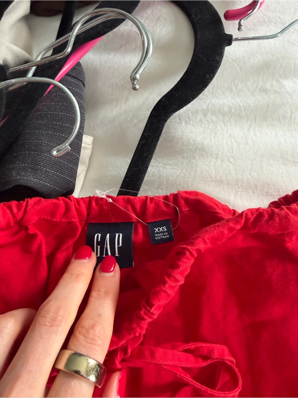 GAP Red Drawstring linen midi skirt